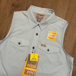 Ariat Rebar Women’s Made Tough VentTek Sleeveless Tank Lt Blue NWT Size Medium